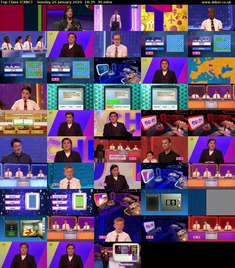 Top Class (CBBC) Sunday 26 January 2020 18:35 - 19:05