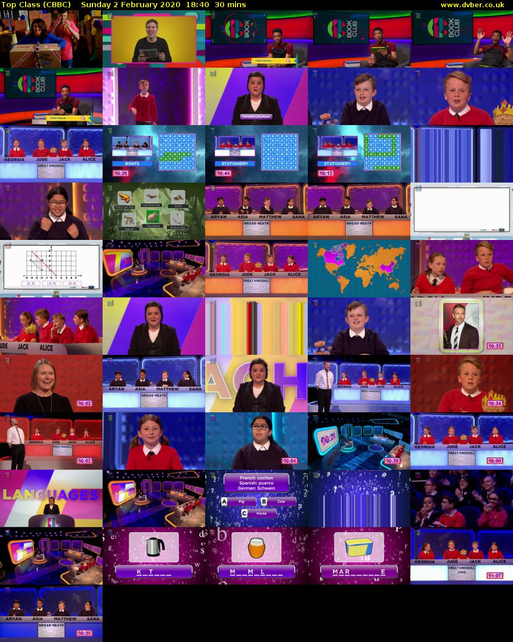 Top Class (CBBC) Sunday 2 February 2020 18:40 - 19:10