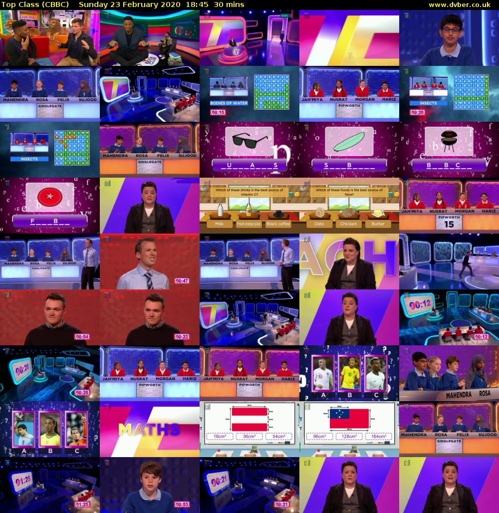 Top Class (CBBC) Sunday 23 February 2020 18:45 - 19:15