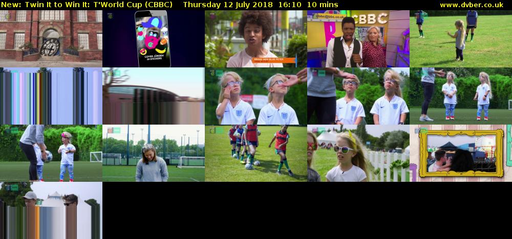 Twin It to Win It: T'World Cup (CBBC) Thursday 12 July 2018 16:10 - 16:20