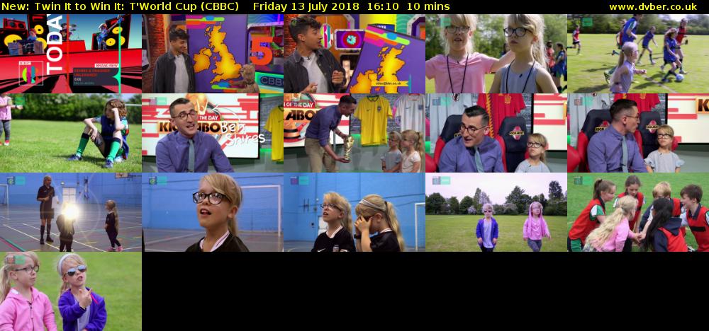Twin It to Win It: T'World Cup (CBBC) Friday 13 July 2018 16:10 - 16:20