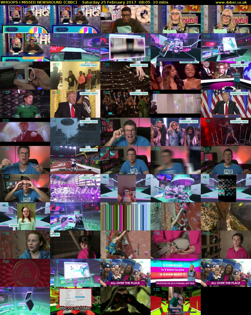 WHOOPS I MISSED NEWSROUND (CBBC) Saturday 25 February 2017 08:05 - 08:15