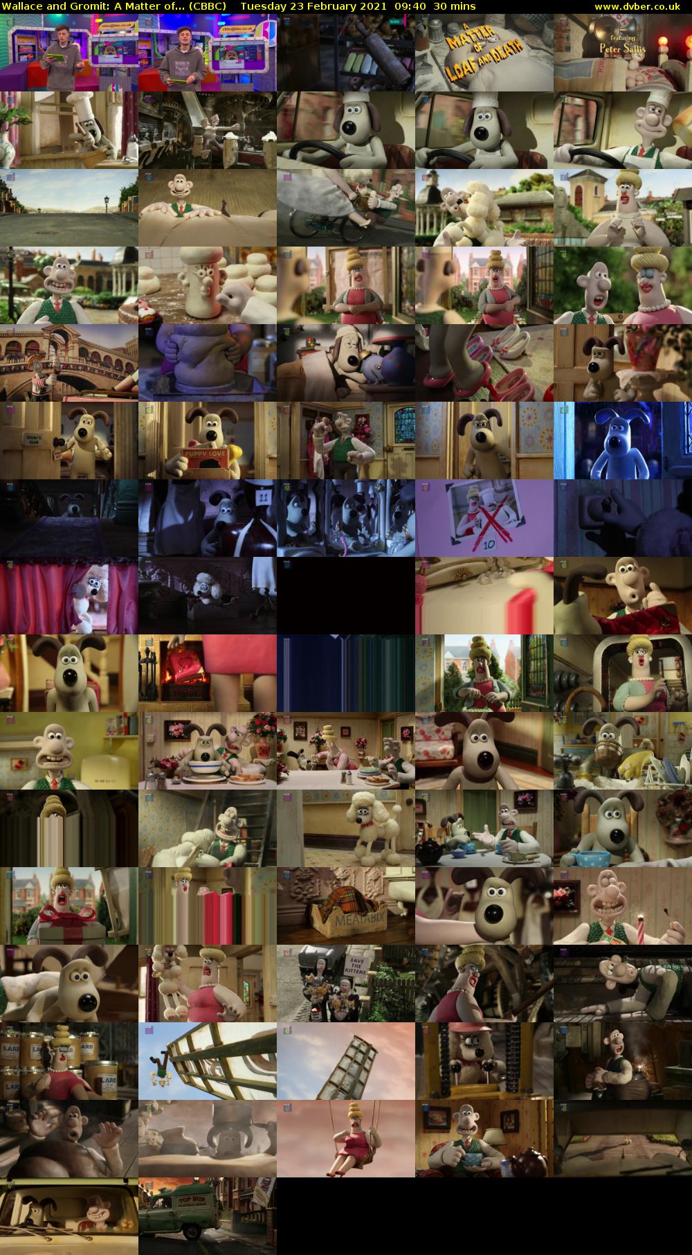 Wallace and Gromit: A Matter of... (CBBC) Tuesday 23 February 2021 09:40 - 10:10