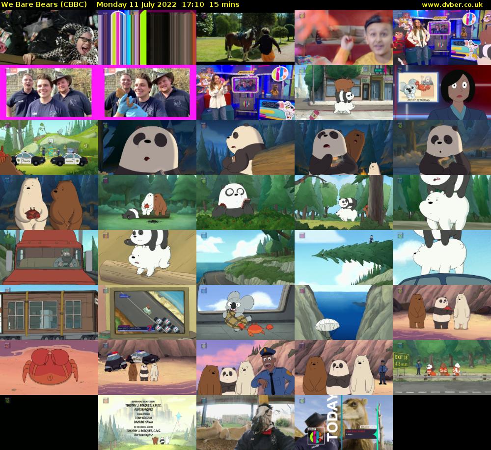 We Bare Bears (CBBC) Monday 11 July 2022 17:10 - 17:25