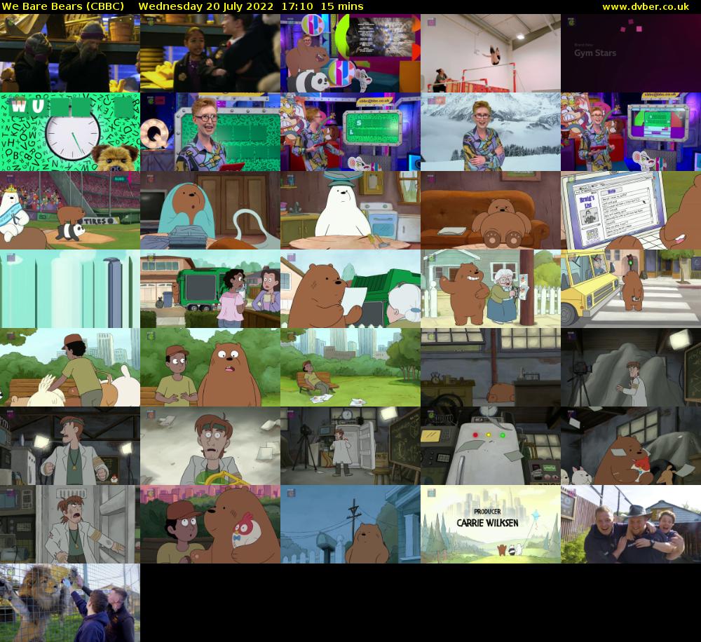 We Bare Bears (CBBC) Wednesday 20 July 2022 17:10 - 17:25