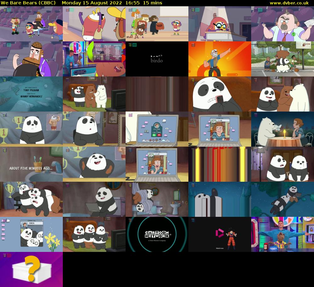 We Bare Bears (CBBC) Monday 15 August 2022 16:55 - 17:10