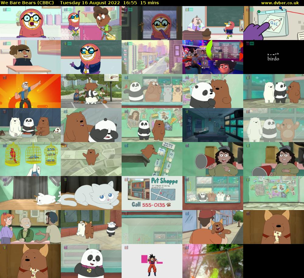 We Bare Bears (CBBC) Tuesday 16 August 2022 16:55 - 17:10