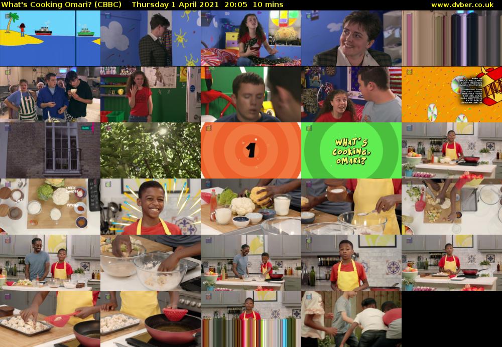 What's Cooking Omari? (CBBC) Thursday 1 April 2021 20:05 - 20:15