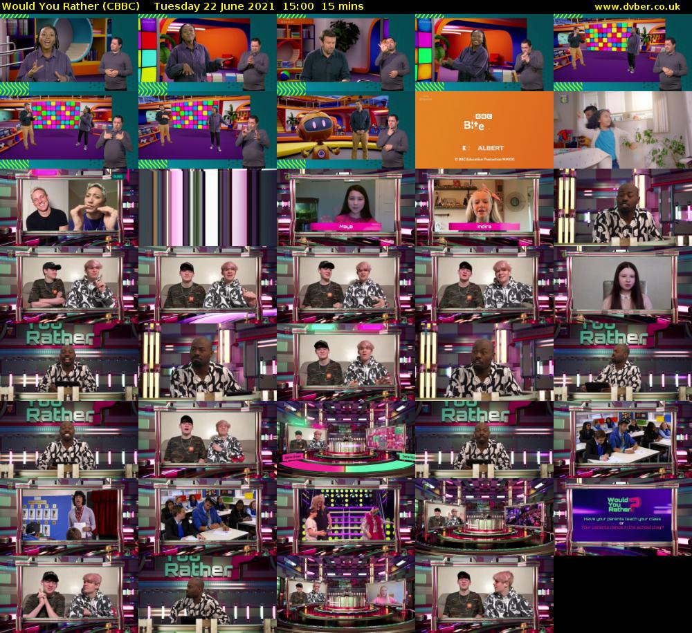 Would You Rather (CBBC) Tuesday 22 June 2021 15:00 - 15:15