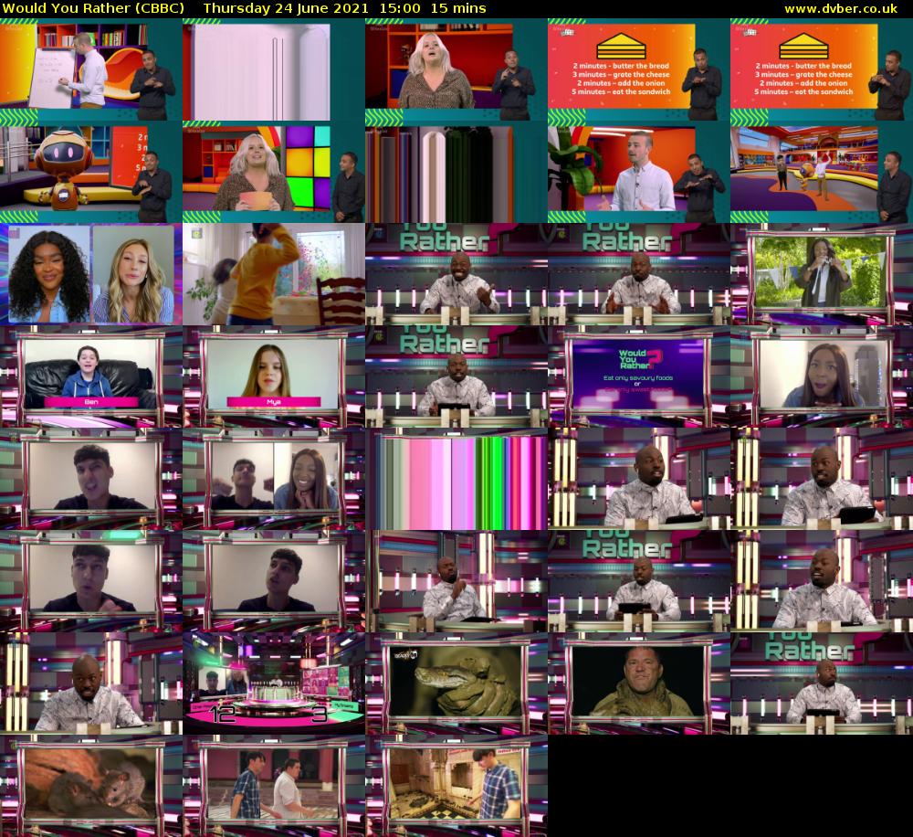 Would You Rather (CBBC) Thursday 24 June 2021 15:00 - 15:15