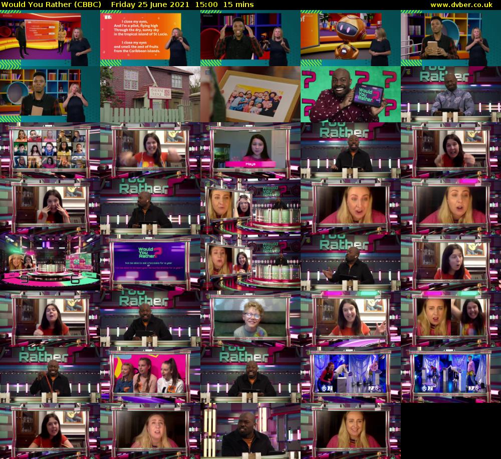 Would You Rather (CBBC) Friday 25 June 2021 15:00 - 15:15