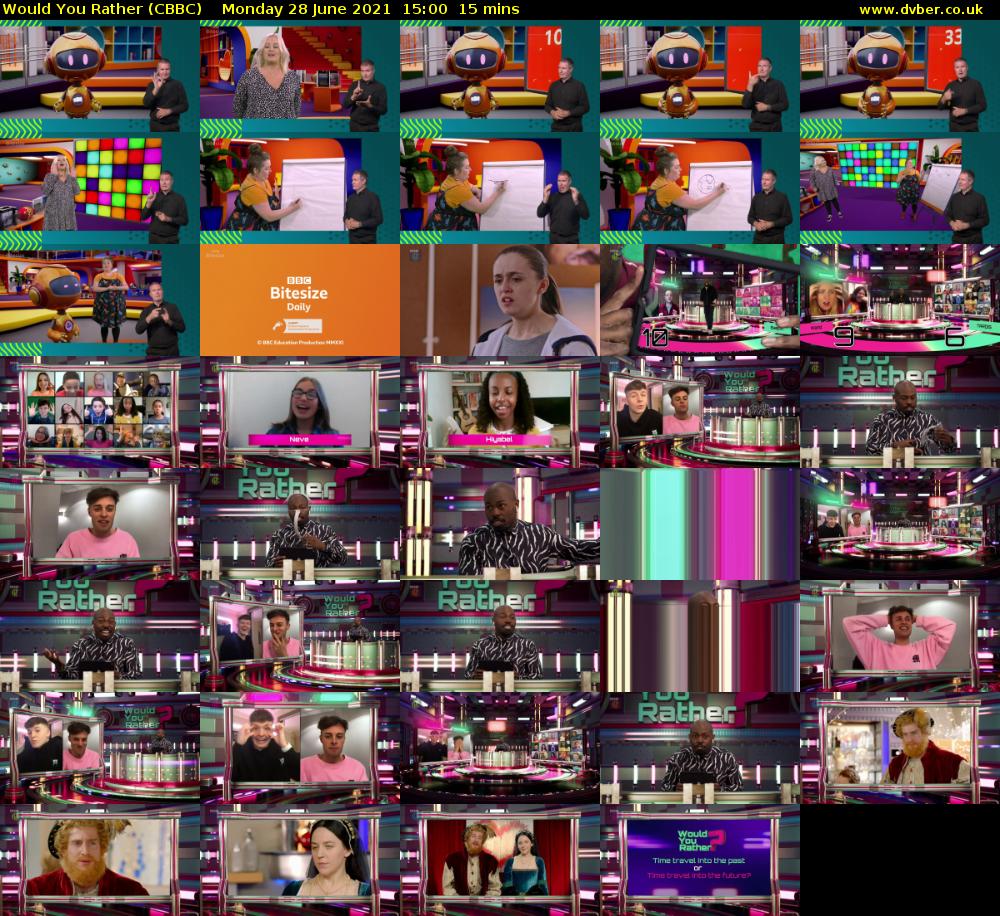 Would You Rather (CBBC) Monday 28 June 2021 15:00 - 15:15