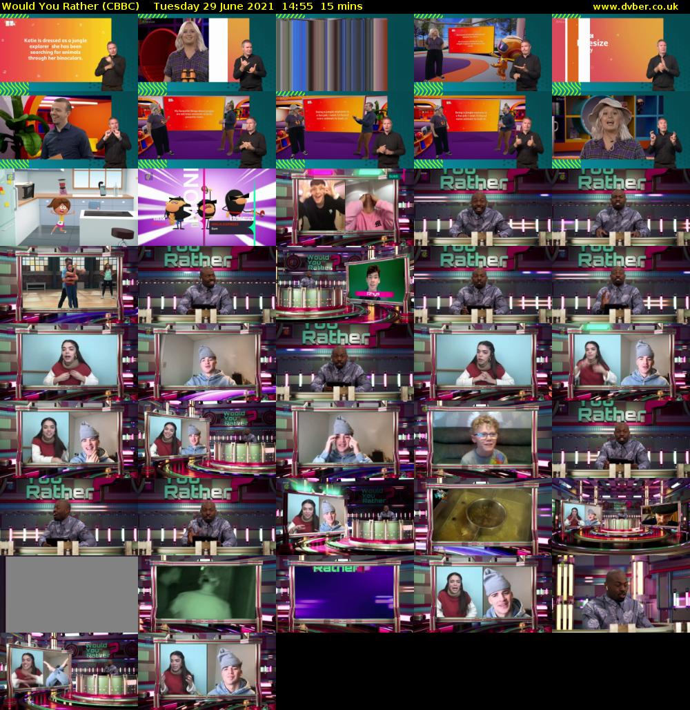 Would You Rather (CBBC) Tuesday 29 June 2021 14:55 - 15:10