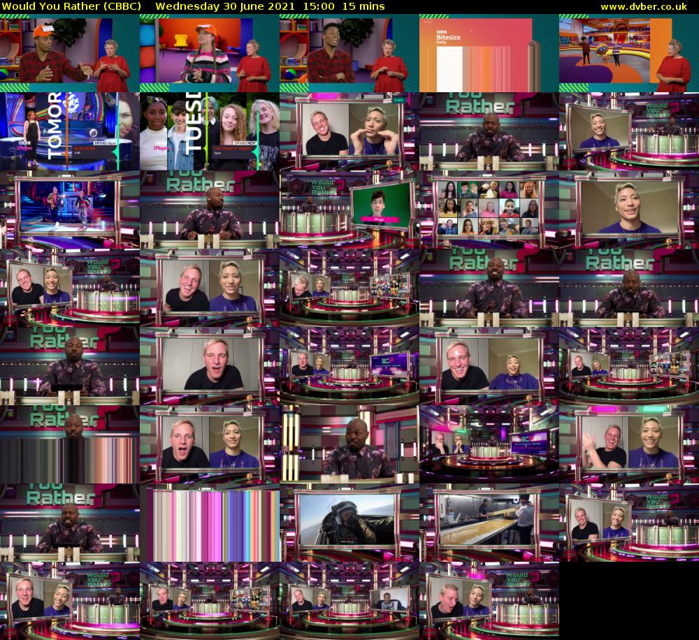 Would You Rather (CBBC) Wednesday 30 June 2021 15:00 - 15:15