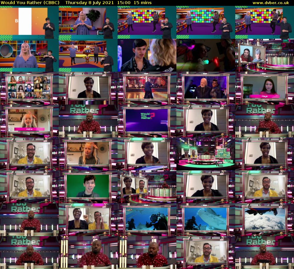 Would You Rather (CBBC) Thursday 8 July 2021 15:00 - 15:15