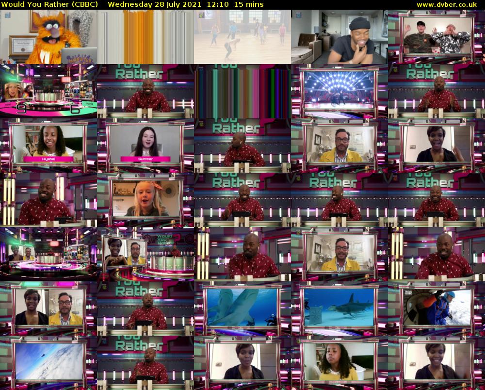 Would You Rather (CBBC) Wednesday 28 July 2021 12:10 - 12:25