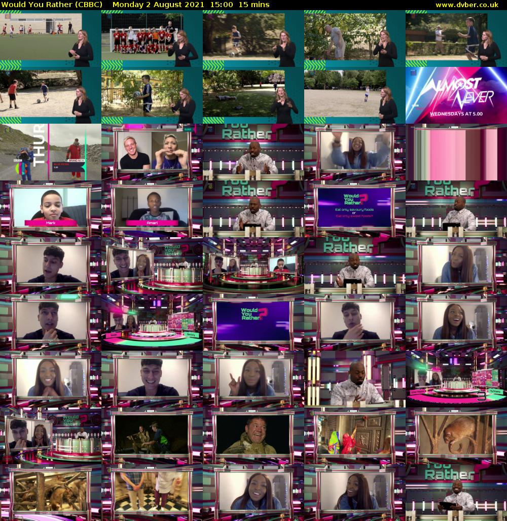 Would You Rather (CBBC) Monday 2 August 2021 15:00 - 15:15