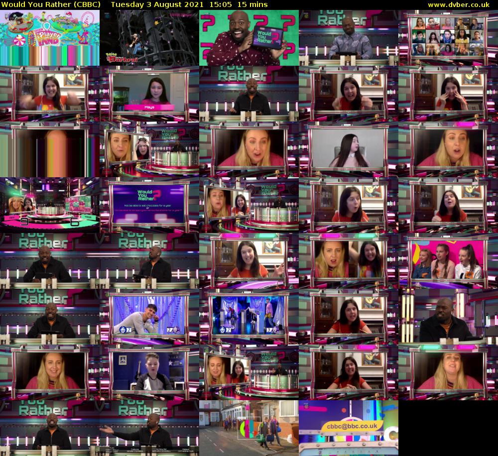 Would You Rather (CBBC) Tuesday 3 August 2021 15:05 - 15:20