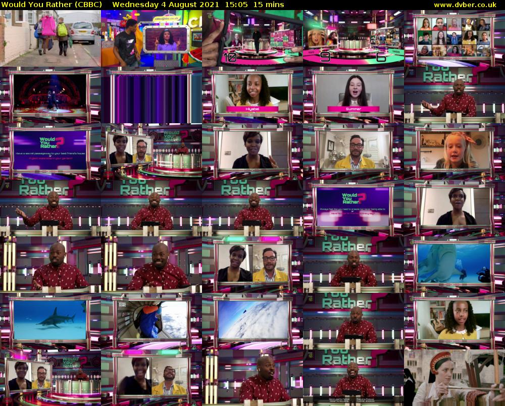 Would You Rather (CBBC) Wednesday 4 August 2021 15:05 - 15:20