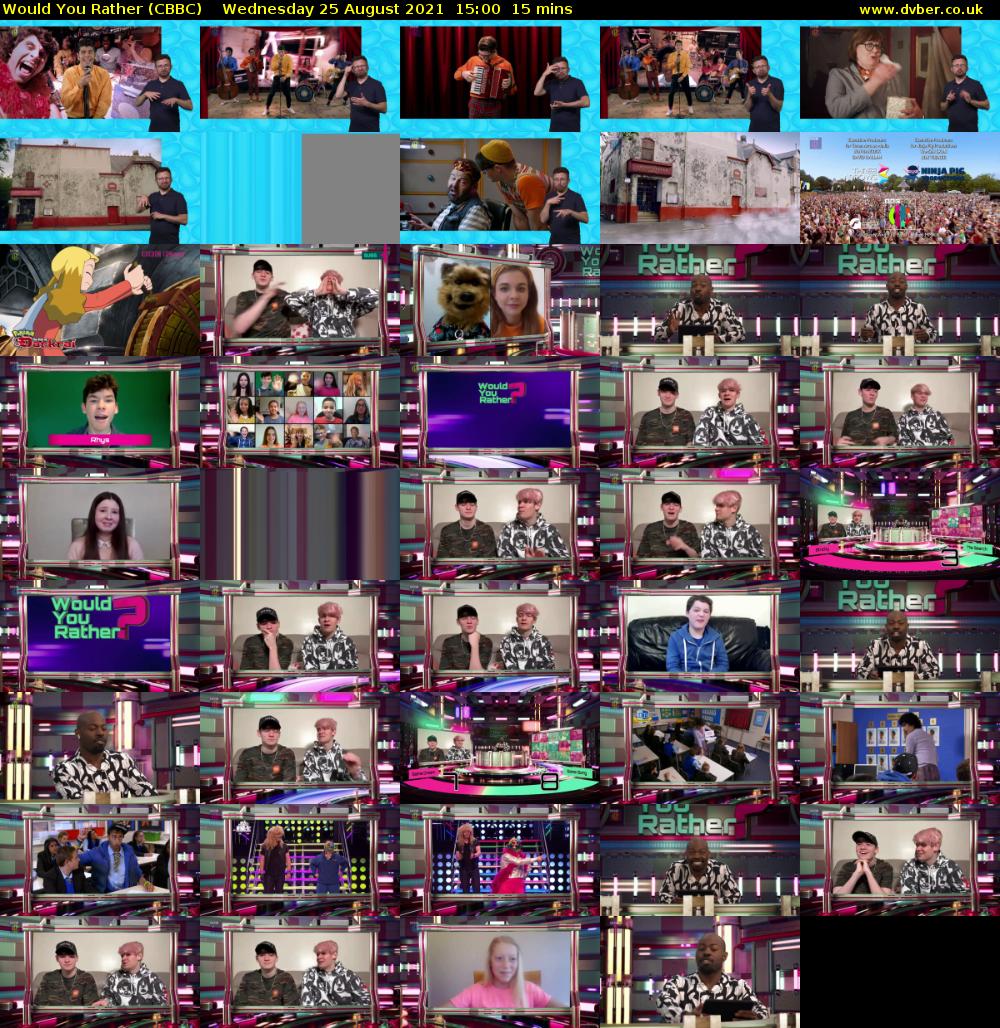 Would You Rather (CBBC) Wednesday 25 August 2021 15:00 - 15:15