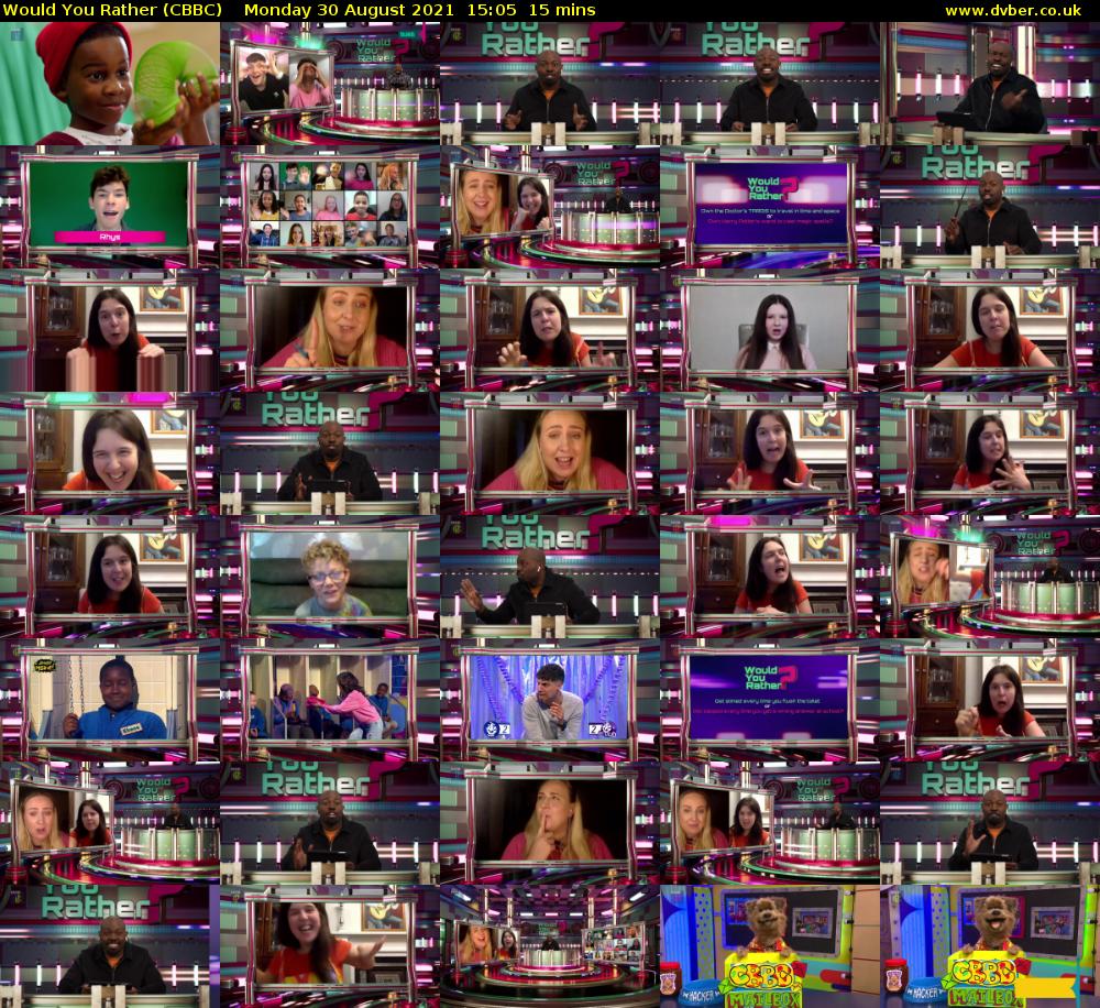 Would You Rather (CBBC) Monday 30 August 2021 15:05 - 15:20