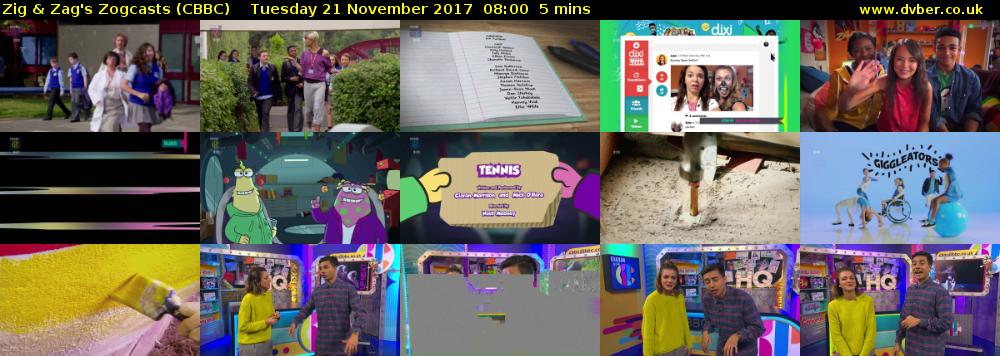 Zig & Zag's Zogcasts (CBBC) Tuesday 21 November 2017 08:00 - 08:05