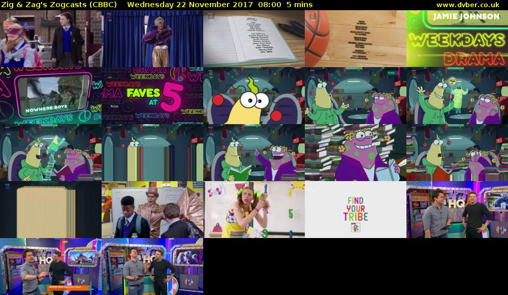 Zig & Zag's Zogcasts (CBBC) Wednesday 22 November 2017 08:00 - 08:05