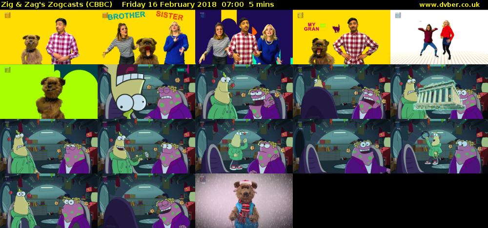 Zig & Zag's Zogcasts (CBBC) Friday 16 February 2018 07:00 - 07:05