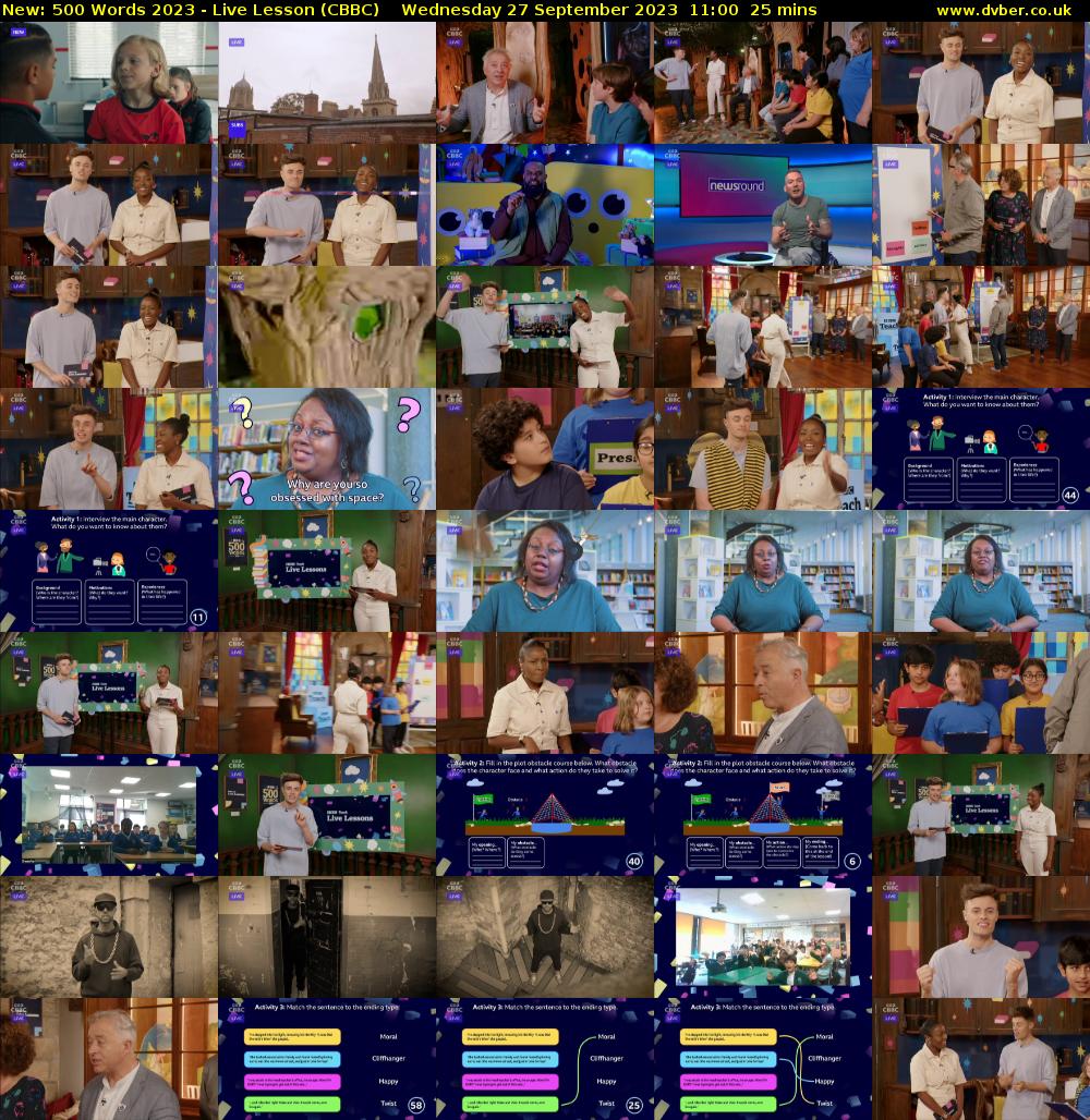 500 Words 2023 - Live Lesson (CBBC) Wednesday 27 September 2023 11:00 - 11:25