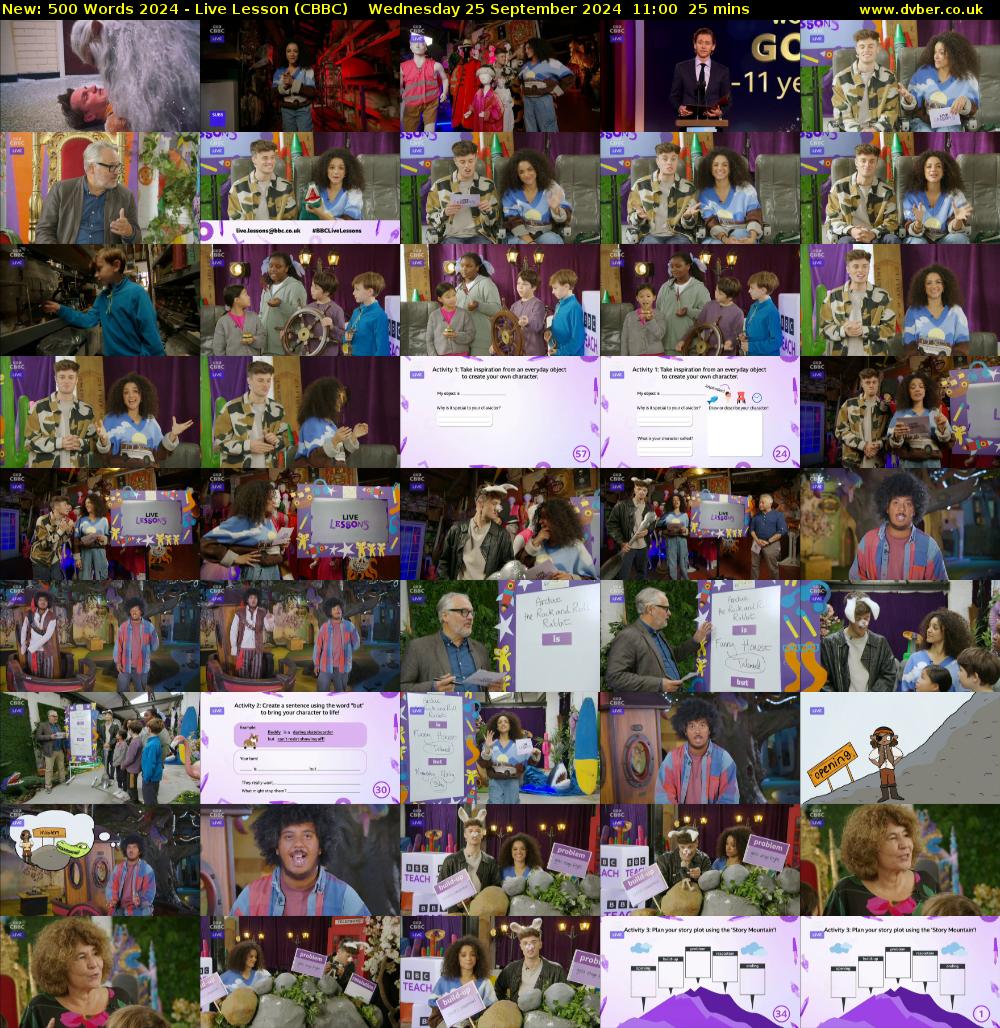 500 Words 2024 - Live Lesson (CBBC) Wednesday 25 September 2024 11:00 - 11:25
