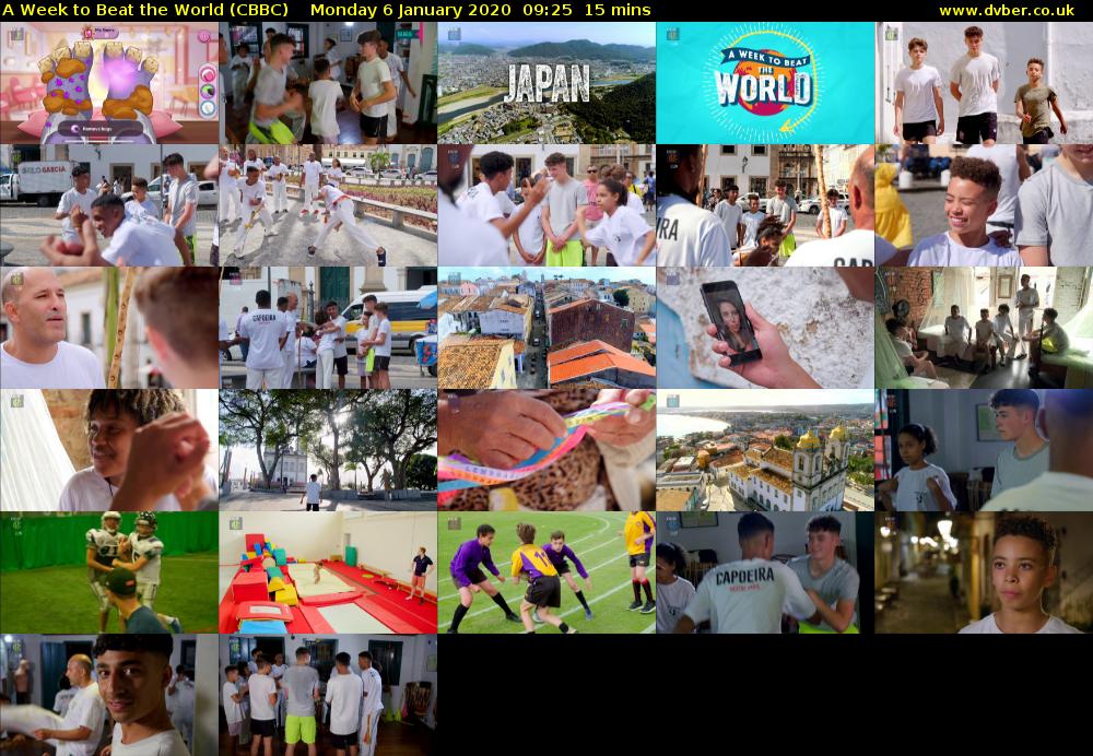 A Week to Beat the World (CBBC) Monday 6 January 2020 09:25 - 09:40