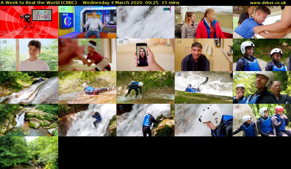 A Week to Beat the World (CBBC) Wednesday 4 March 2020 09:25 - 09:40