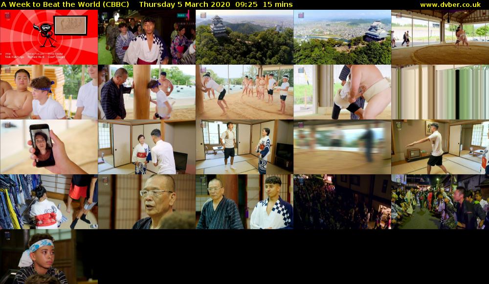 A Week to Beat the World (CBBC) Thursday 5 March 2020 09:25 - 09:40