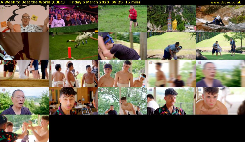 A Week to Beat the World (CBBC) Friday 6 March 2020 09:25 - 09:40
