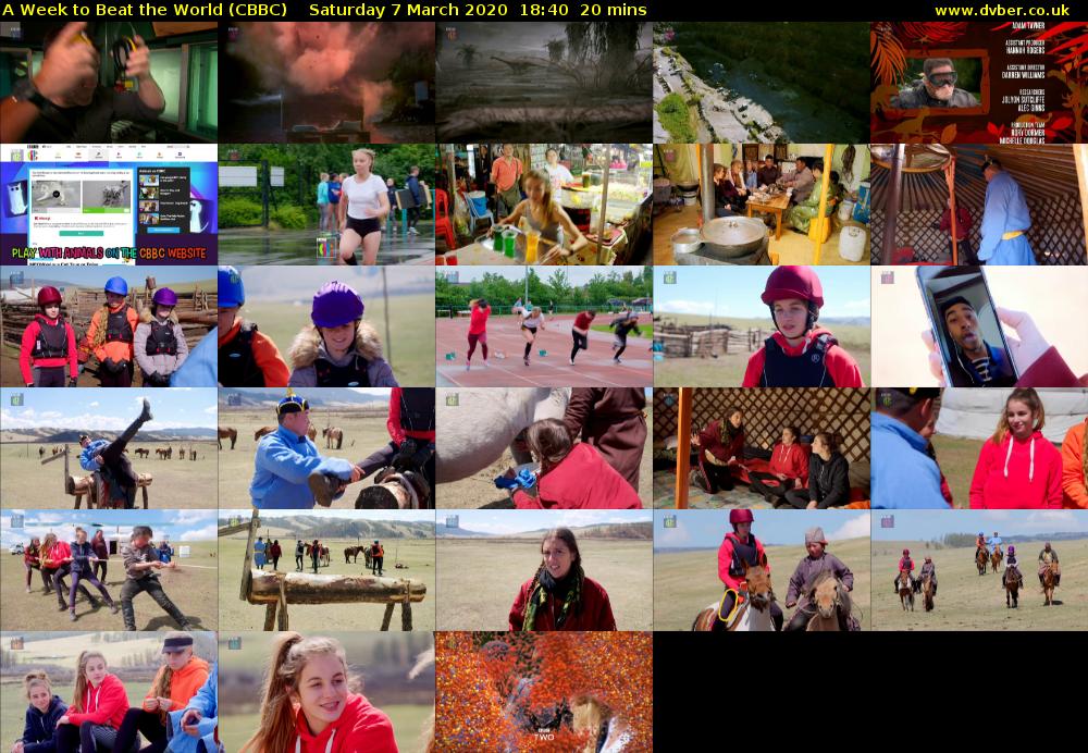 A Week to Beat the World (CBBC) Saturday 7 March 2020 18:40 - 19:00