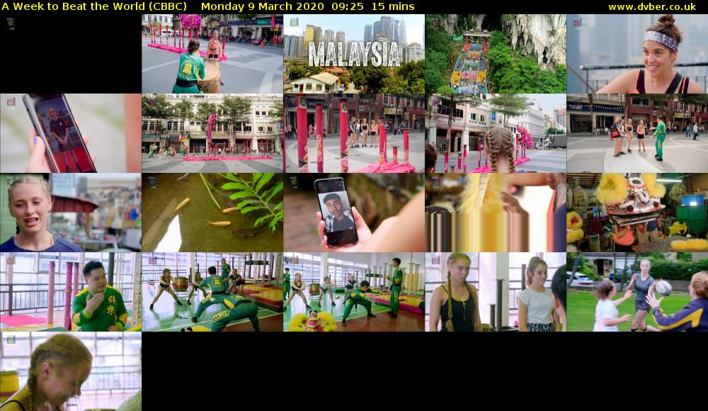 A Week to Beat the World (CBBC) Monday 9 March 2020 09:25 - 09:40
