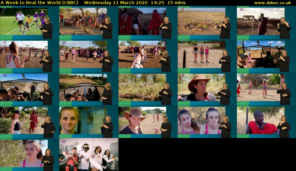 A Week to Beat the World (CBBC) Wednesday 11 March 2020 14:25 - 14:40