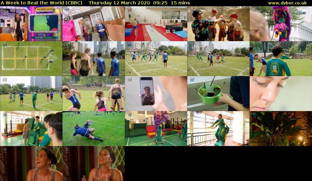 A Week to Beat the World (CBBC) Thursday 12 March 2020 09:25 - 09:40