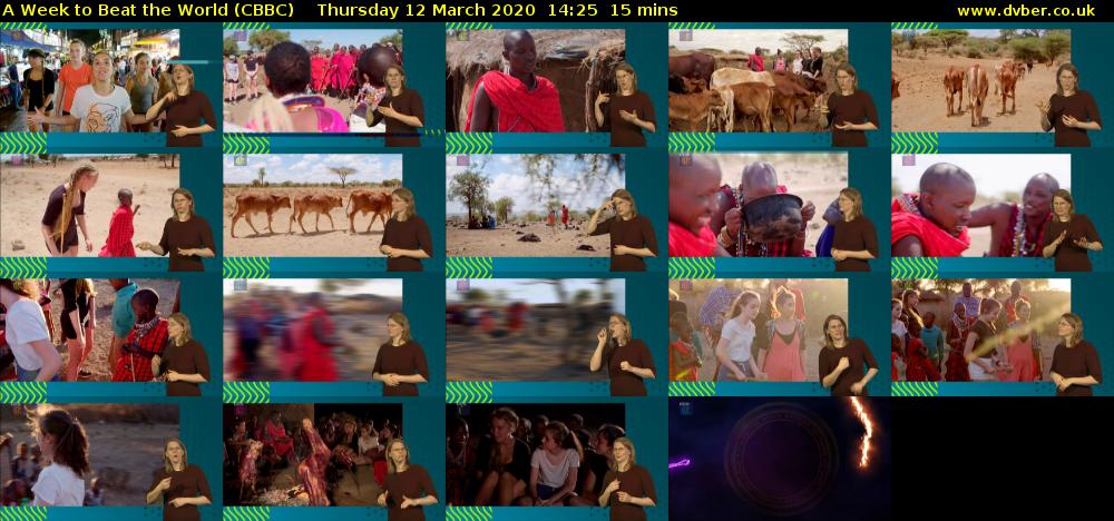 A Week to Beat the World (CBBC) Thursday 12 March 2020 14:25 - 14:40