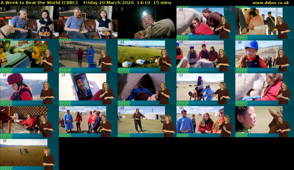 A Week to Beat the World (CBBC) Friday 20 March 2020 14:10 - 14:25
