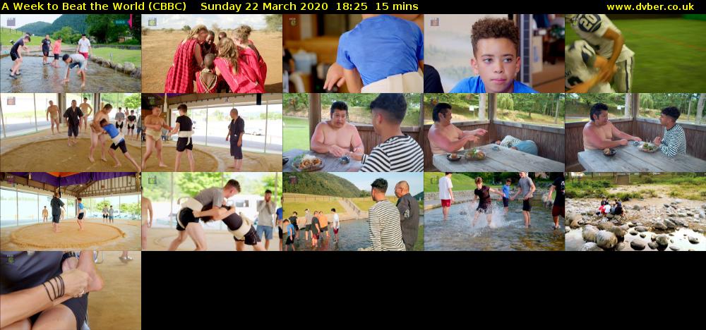 A Week to Beat the World (CBBC) Sunday 22 March 2020 18:25 - 18:40
