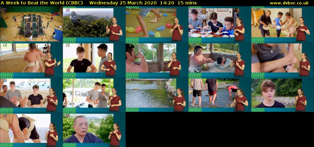 A Week to Beat the World (CBBC) Wednesday 25 March 2020 14:20 - 14:35