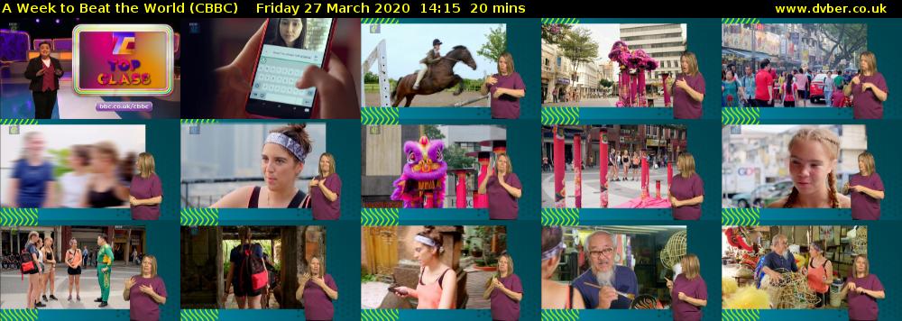 A Week to Beat the World (CBBC) Friday 27 March 2020 14:15 - 14:35