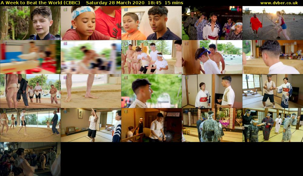 A Week to Beat the World (CBBC) Saturday 28 March 2020 18:45 - 19:00