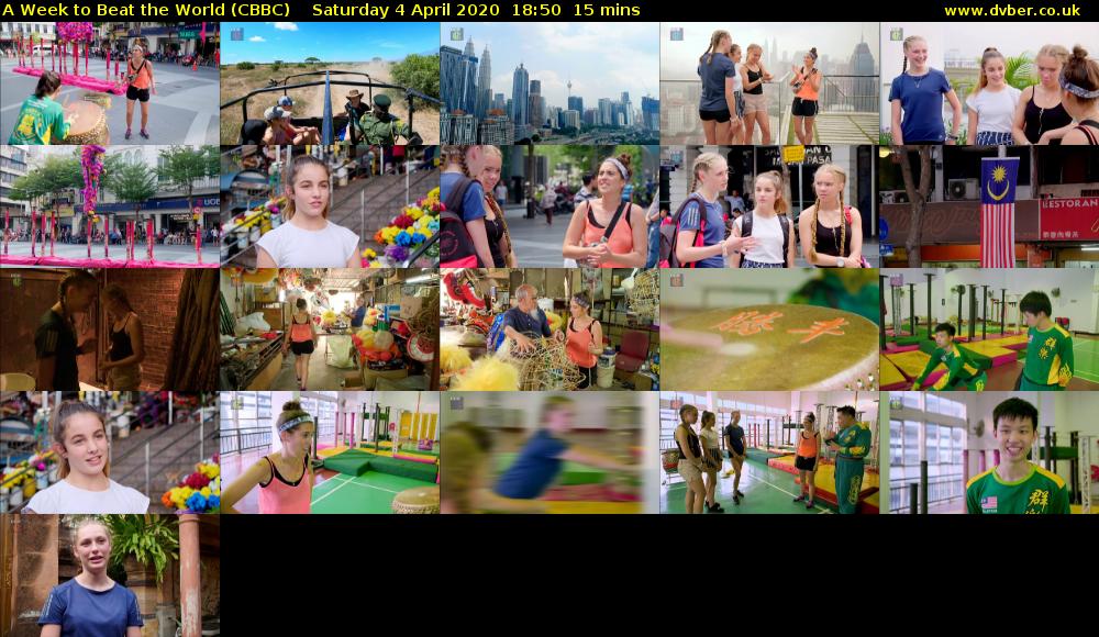 A Week to Beat the World (CBBC) Saturday 4 April 2020 18:50 - 19:05