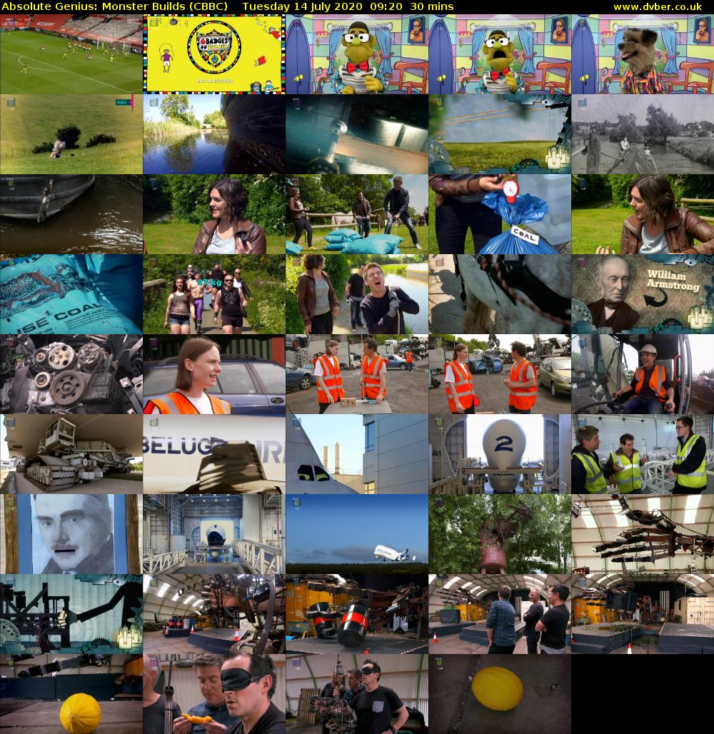 Absolute Genius: Monster Builds (CBBC) Tuesday 14 July 2020 09:20 - 09:50