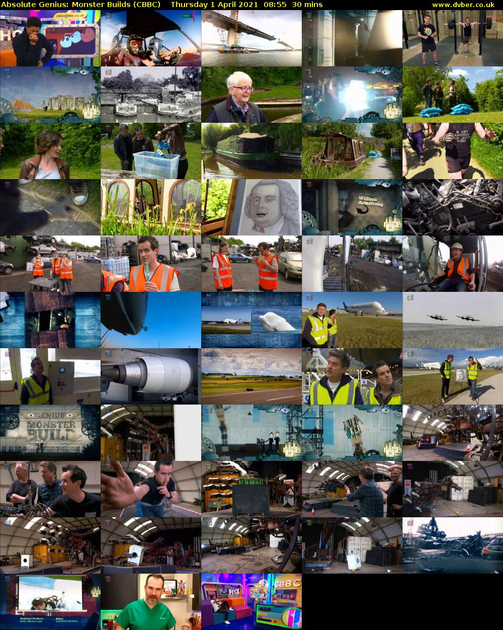 Absolute Genius: Monster Builds (CBBC) Thursday 1 April 2021 08:55 - 09:25