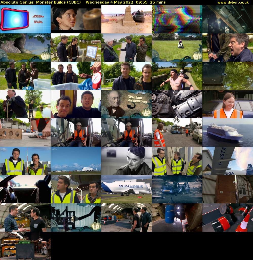 Absolute Genius: Monster Builds (CBBC) Wednesday 4 May 2022 09:55 - 10:20