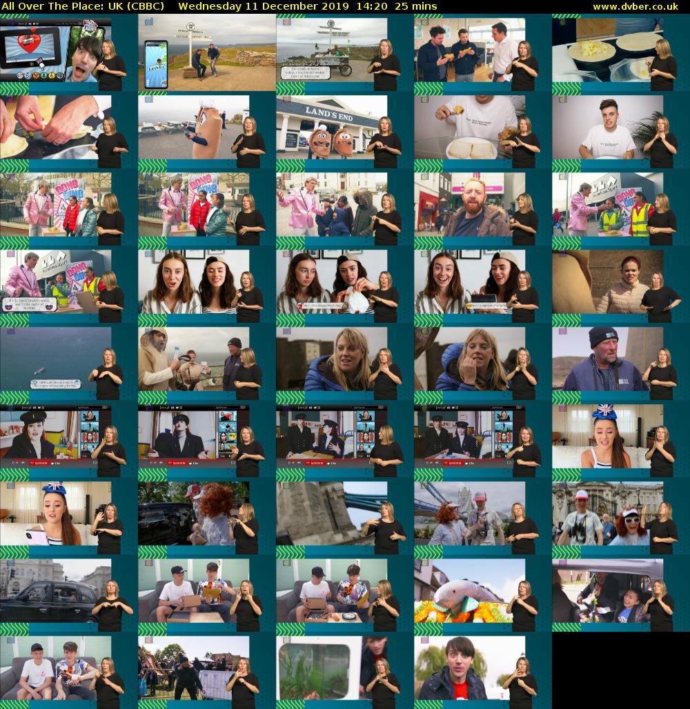 All Over The Place: UK (CBBC) Wednesday 11 December 2019 14:20 - 14:45