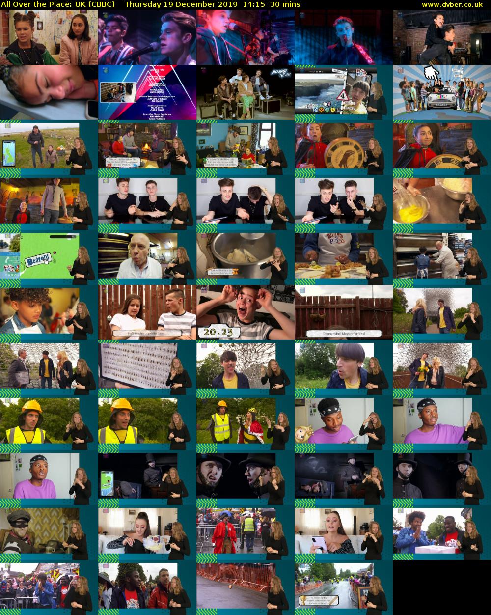 All Over The Place: UK (CBBC) Thursday 19 December 2019 14:15 - 14:45